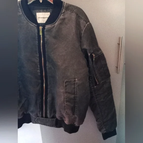 Eleven Paris stonewash Grey Bis Bomber Jacket sz L, Retro, urban - Picture 4 of 7